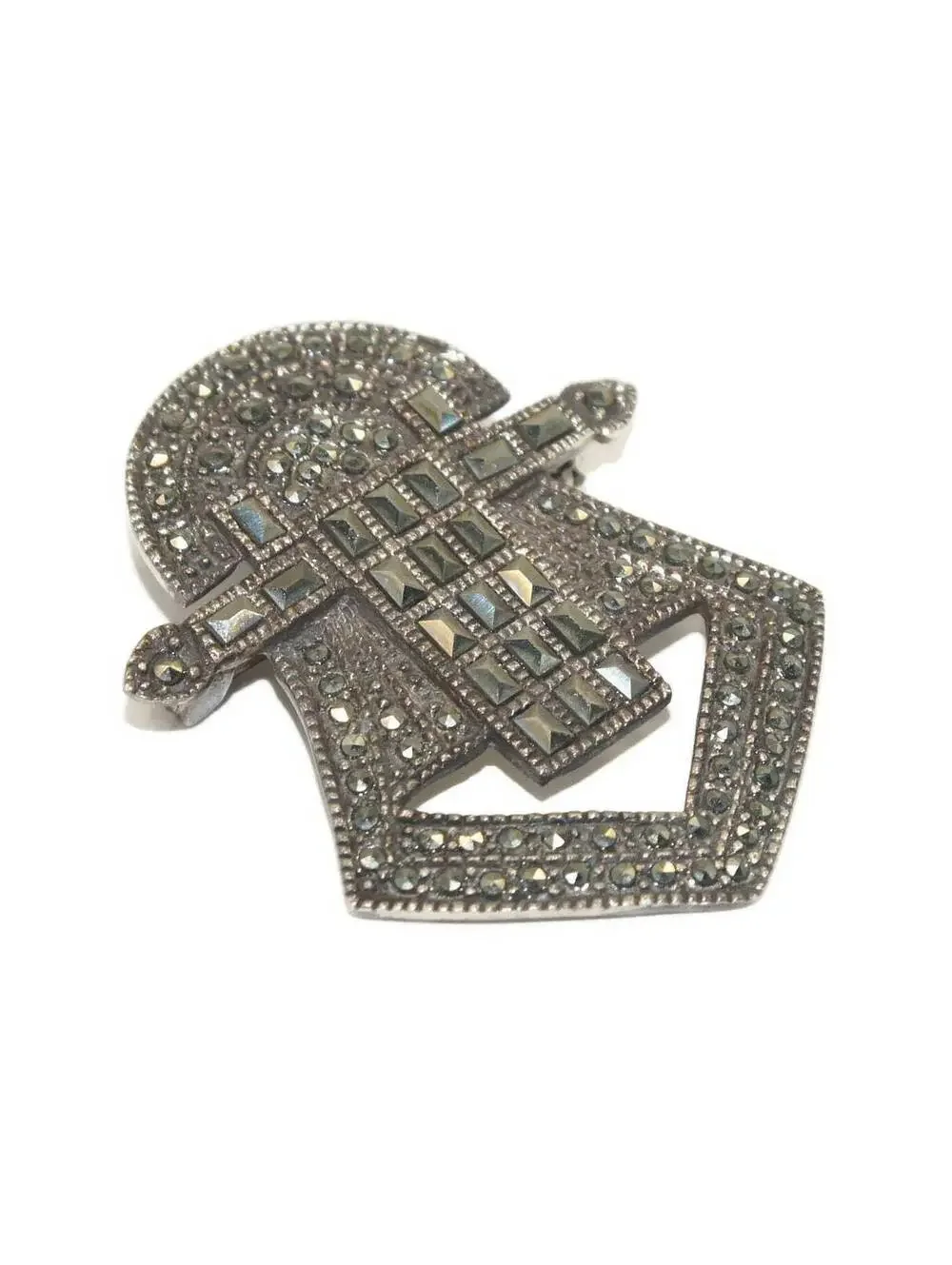 Art Deco Vintage Sterling Silver and Marcasite Brooch. Marked 925.